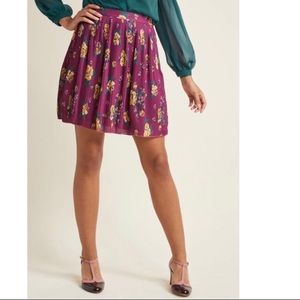 ModCloth Purple Floral Accordion Pleat Mini Skirt Plus Size 2X